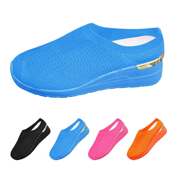 RotHome Women's Slip-On Orthopedic Mule Sneakers, Knit Platform Clogs with Arch Support, Comfortable Lightweight Breathable Shoes for Daily Wear
