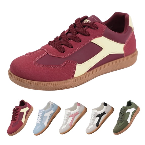 RotHome Women’s Spring Sneakers Retro Inspired Low Top Athletic Shoes for Walking Tennis Classic Non-Slip Comfort Foam Insole Dressy Casual Breathable Mesh Red