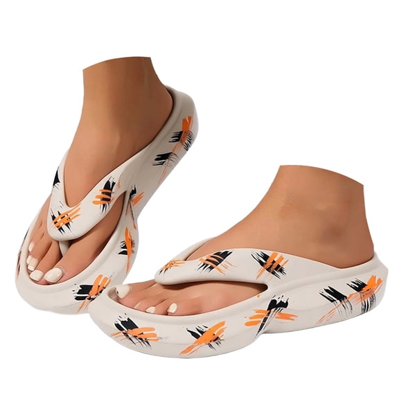 RotHome Womens Flip Flops with Arch Support Orthopedic Sandals Plantar Fasciitis Shoes Slip On Walking Dressy Platform Thong Sandals Lightweight Summer Beach