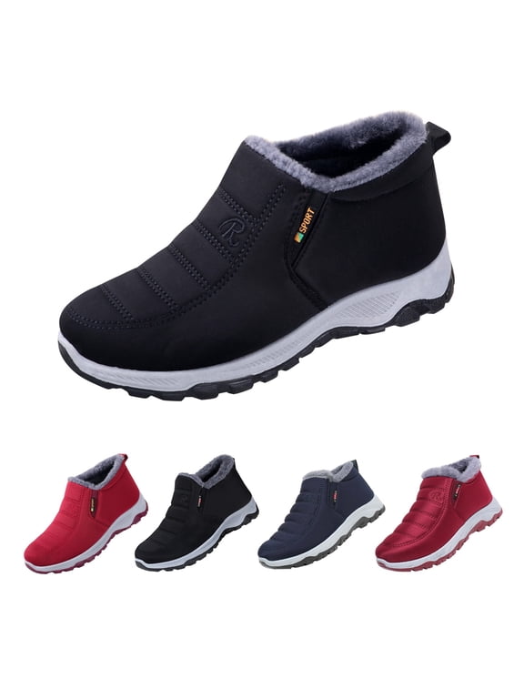 RotHome Womens Snow Boots Waterproof Winter Boots for Women Fur Lined Slip On Ankle Booties Comfortable Anti-slip Warm Outdoor Shoes with Cozy Faux Fur