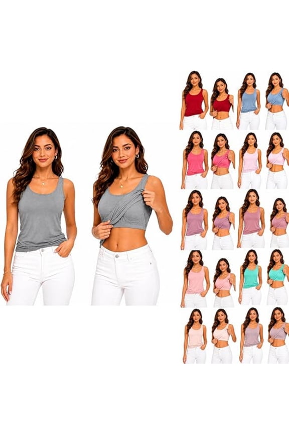 Womens Tank Tops, Casual Summer Sleeveless Shirts, Built In Bra Padded Camisole Top, Wide Strap Ribbed Tees, Fashion Clothing for Ladies, Small