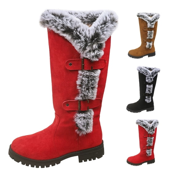 RotHone Womens Snow Boots Waterproof Mid Calf Winter Boots for Women Faux Fur Lined Warm Fuzzy Boots Anti-Slip Suede Comfortable Booties for Women All Size