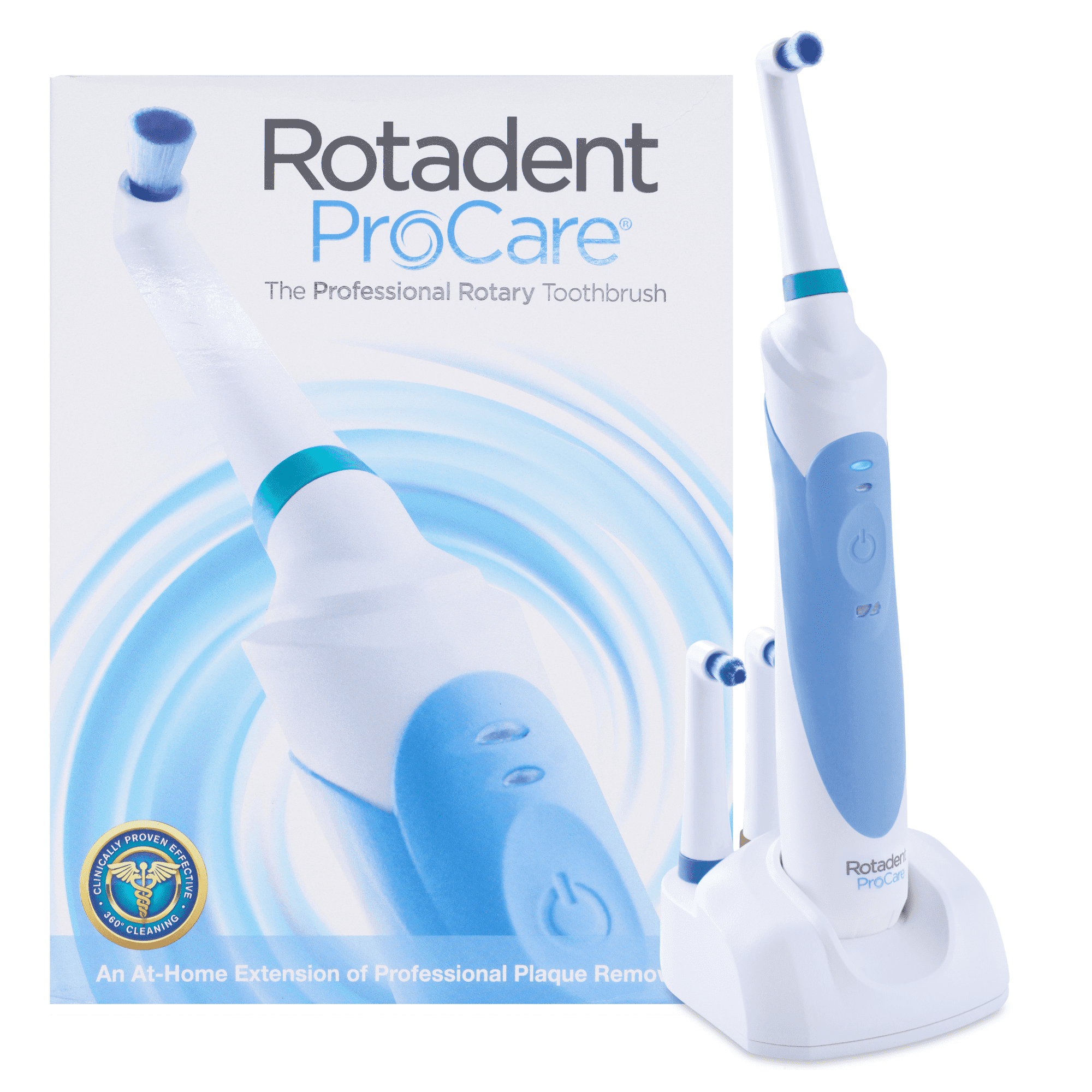 Rotadent ProCare® Professional Rotary Toothbrush, 2 Brush Heads, 1-Year Warranty