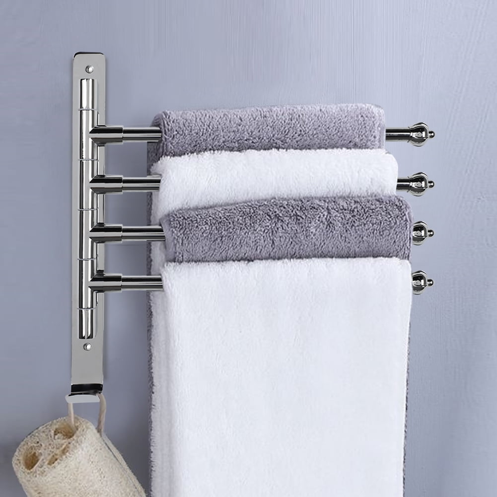 Rotary Bath Towel Bar Wall Mount Towel Holder Stainless Steel Towel ...