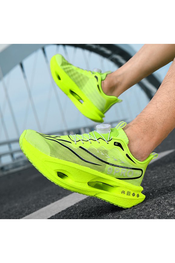 Rotary Buckle Gradient Mesh Thick Midsole Professional Racing Running Shoes