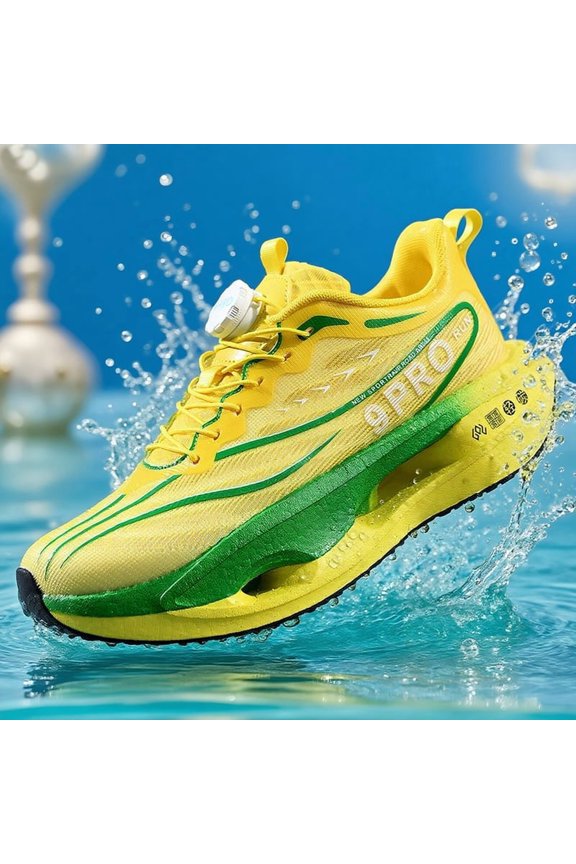 Rotary Buckle Gradient Mesh Thick Midsole Professional Racing Running Shoes
