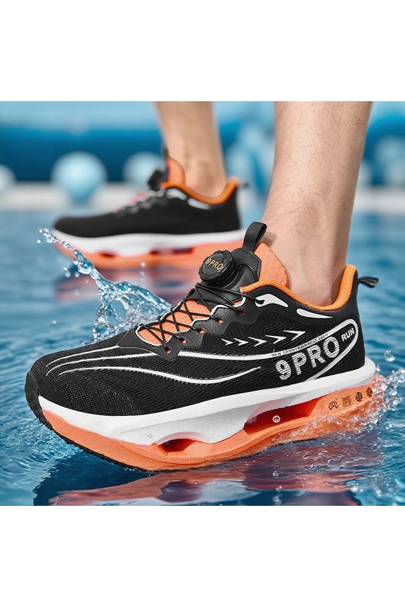 Rotary Buckle Gradient Mesh Thick Midsole Professional Racing Running Shoes