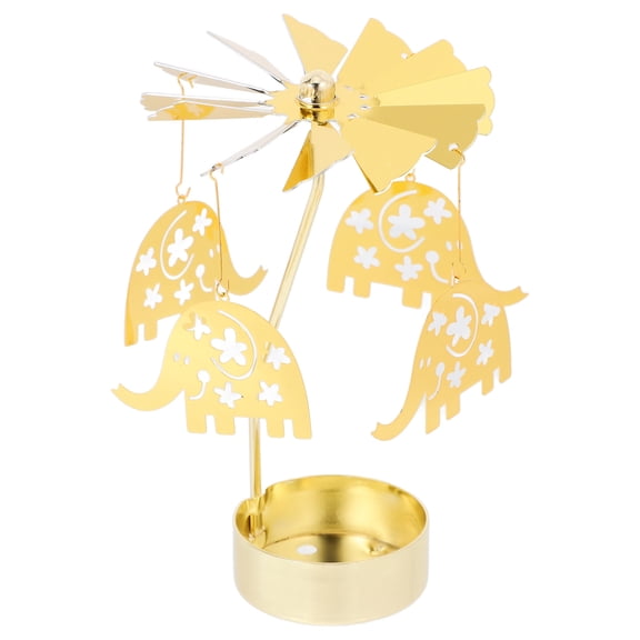 Rotary Candle Holder Unique Carousel Candle Holder Table Centerpiece Cartoon Elephant Elements Rotating Candlestick Ornament