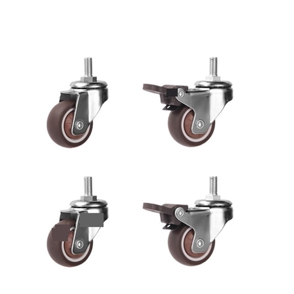 Rotary Caster Wheels 4pcs Threaded Stem Wheel Swivel 360 Degree Furniture Children's Bed Moving Noiseless Castor With Brake ,Reliable
