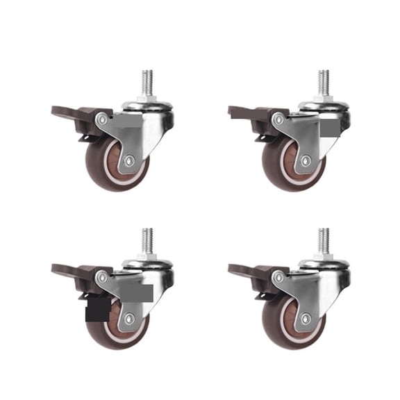 Rotary Caster Wheels 4pcs Threaded Stem Wheel Swivel 360 Degree Furniture Children's Bed Moving Noiseless Castor With Brake