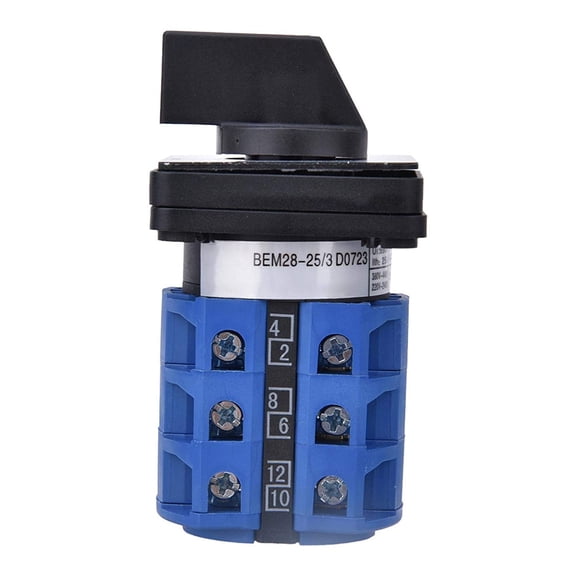 Rotary Changeover Switch 690V 25A 1-0-2 3Position Three Phase Switch Panel Tool YIWEI