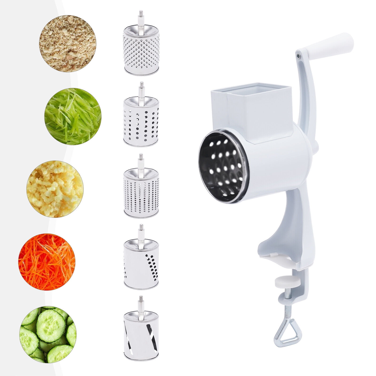 Rotary Cheese Grater 5 Hand Drums Slicer Crank Vegetable Chopper