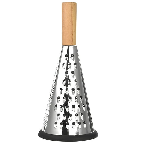 Rotary Cheese Grater with Container and Lid, 9-Inch Beechwood Handle, Multi-Functional Conical Design, 3 Grating Surfaces for Fine, Medium, and Coarse Shredding, Ideal for Kitchen Use