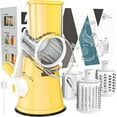 thumbnail image 1 of Rotary Cheese Grater Hand Crank Cheese Shredder for Fresh Cheese, Vegetable, Nuts,Non-slip Suction Base, Free Cleaning Brush Three Blades,Yellow, 1 of 17
