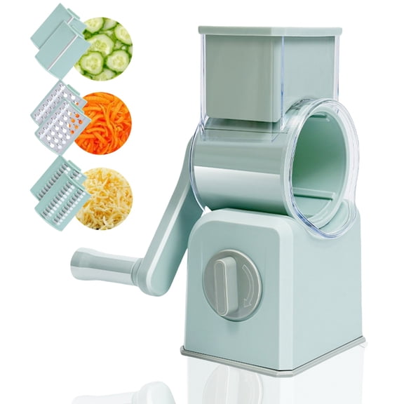 FANGNISN Cheese Shredder Rotary Cheese Grater Hand Crank, Multi-Purpose Vegetable Shredder with 3 Replaceable Stainless Steel Blades for Cutting Vegetable Fruit