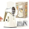 thumbnail image 1 of Rotary Cheese Grater Hand Crank, Stainless Steel Rotary Graters for Kitchen with 3 Blades, Vegetable Slicer, Cheese Shredder with Suction Cup Base, Dishwasher Safe, 1 of 6