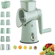 Rotary Cheese Grater With Handle, 5 In 1 Manual Food Slicer, Stainless Steel Blades, Vegetable Grater And Shredder, Kitchen Tool For Cheese, Vegetables, Efficient Food Preparation green