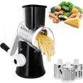 thumbnail image 1 of Premium Rotary Cheese Grater, Manual Cheese Shredder with 3 Interchangeable Blades and Powerful Suction Base, Dishwasher Safe, Black, 1 of 6