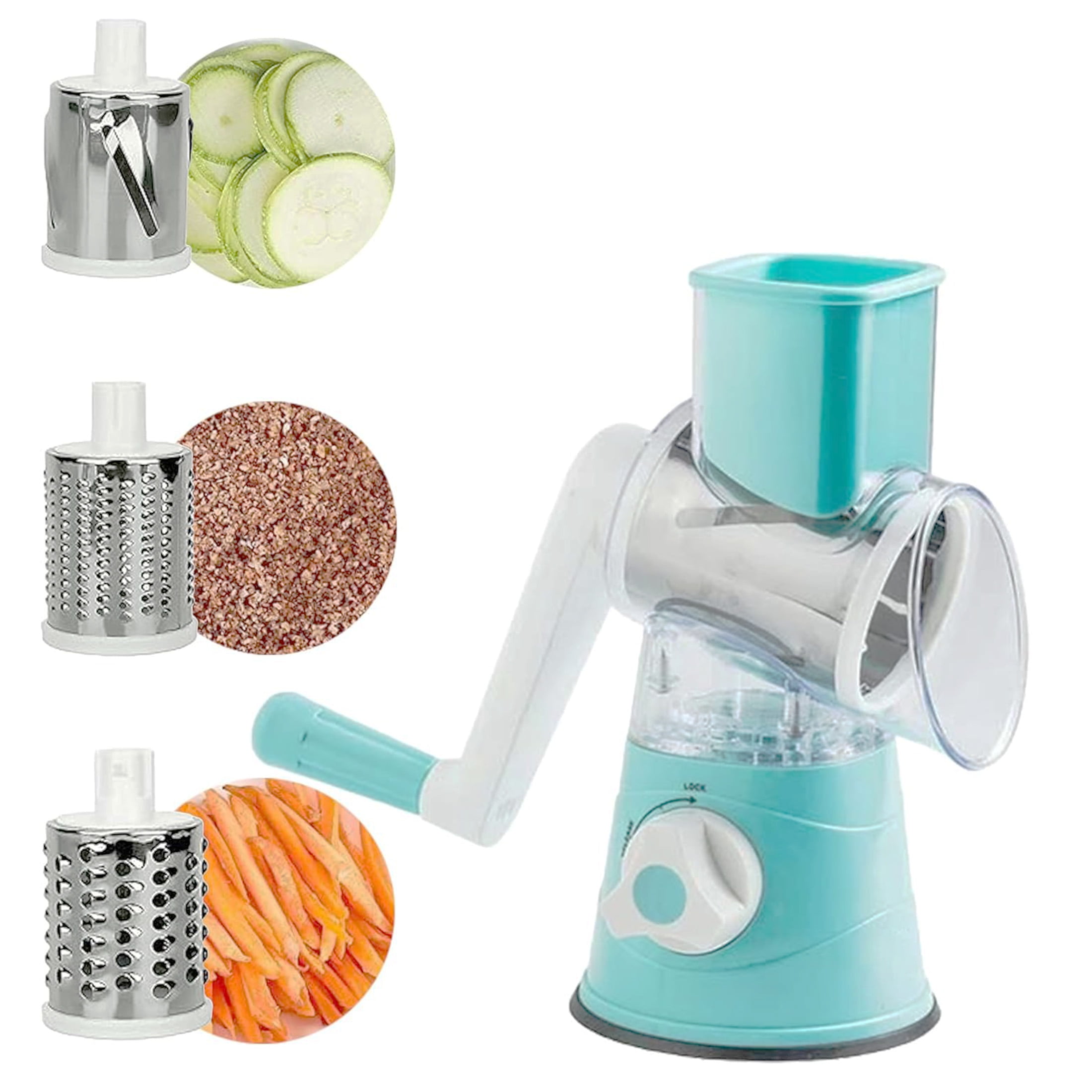 Rotary Cheese Grater with Handle, Kitchen Mandoline Vegetable Slicer
