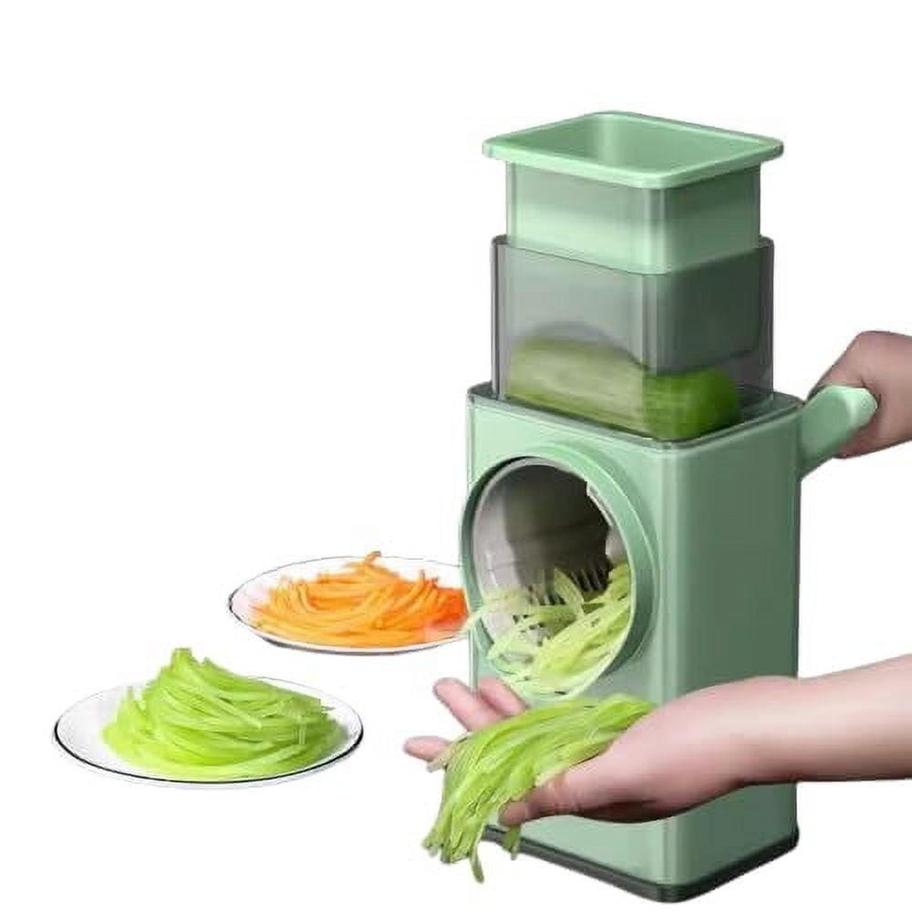 Green Manual Rotary Cheese Grater with Stainless Steel Blades