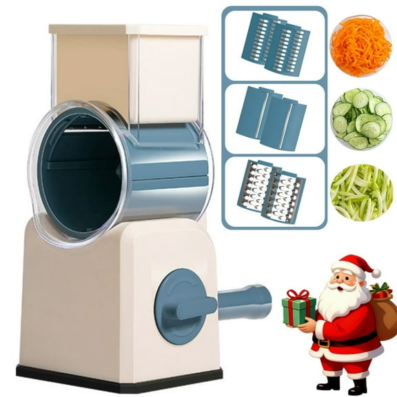 FANGNISN Rotary Cheese Grater, Kitchen Mandoline Vegetable Slicer with 3 Stainless Steel Blades 10x5x4.2in