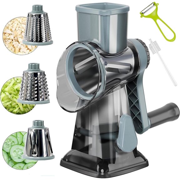 Rotary Cheese Grater Multi-Purpose Stainless Steel Cheese Shredder - Cheese Grater With Handle Effortless Grating of Carrots, Potatoes, Vegetables, and Fruits