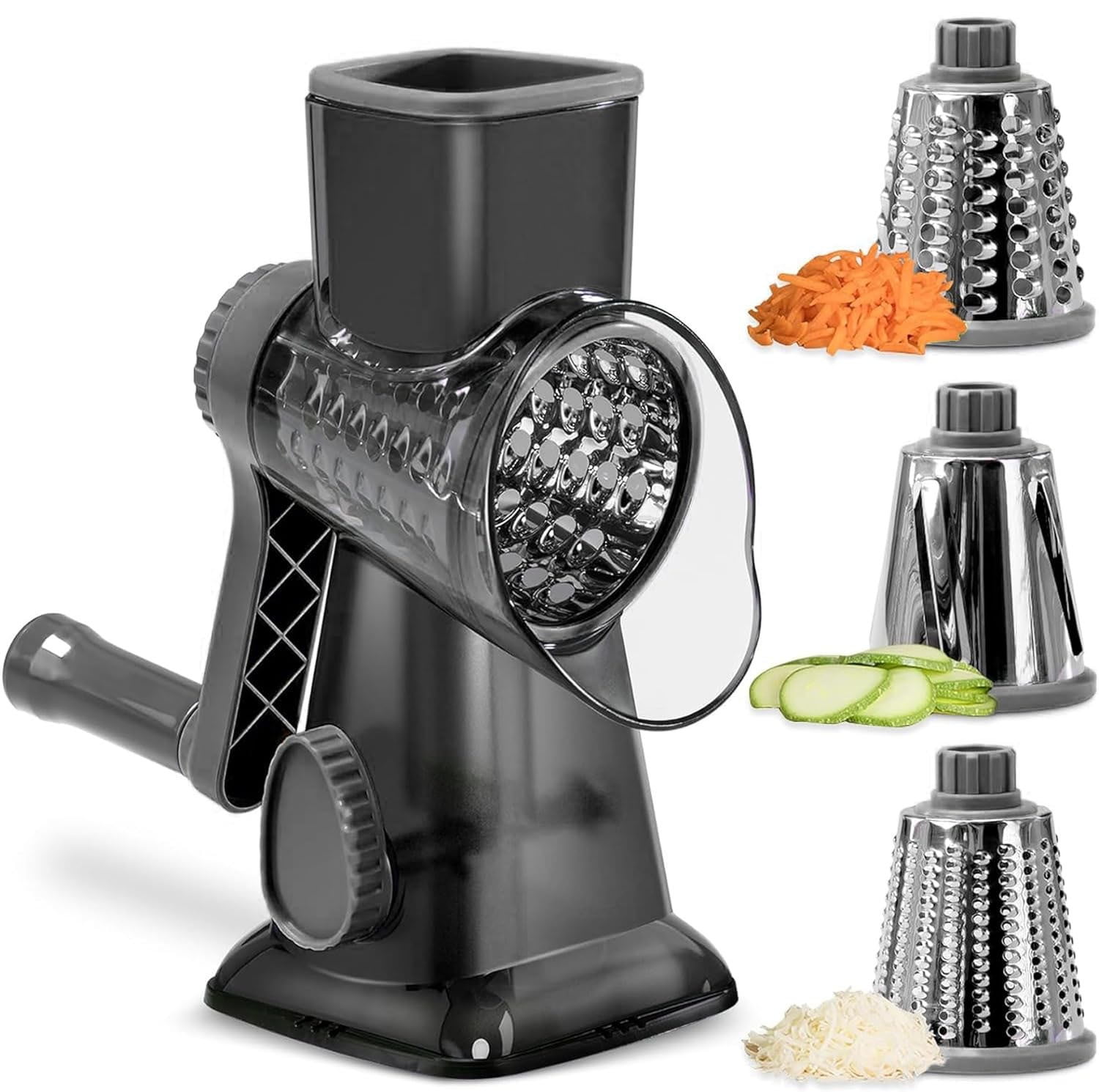 YUOFD Rotary Cheese Grater, Handheld Cheese Shredder with 3 Blades, 1.7 lbs - Walmart.com