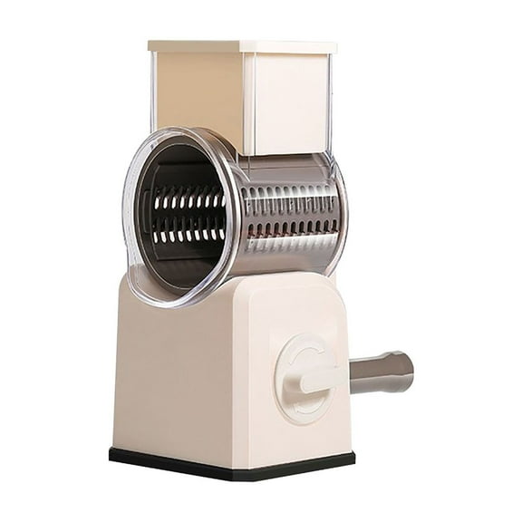 Rotary Cheese Grater Round Mandolin Slicer, Handheld Hashbrown Shredder with 2 Drum Blades, Kitchen Manual Speed Walnut Grinder for Potato, Carrot, Vegetables, Nuts, Zucchini
