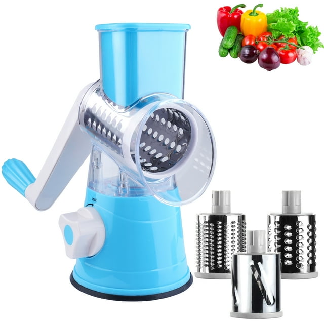 Rotary Cheese Grater Round Mandolin Slicer, Handheld Hashbrown Shredder ...