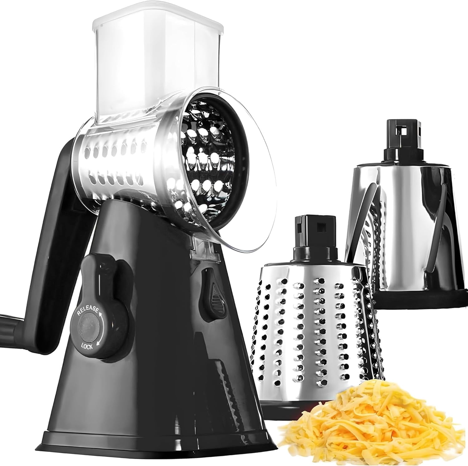 Rotary Cheese Grater with Handle, Cheese Grater Hand Crank, Fast