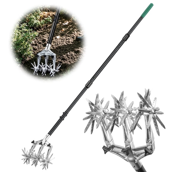 Rotary Cultivator Set,63" Extra Long Adjustable Gardening Rotary Tiller