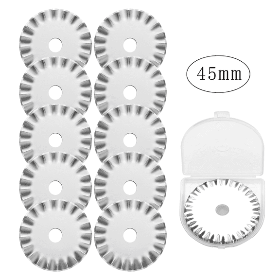 10pcs 45mm Rotary Cutter Pinking Blades For Fabric, Quilting Supplies, Sewing Supplies, Fabric Cutter Replacement Wave Blades Fits For Olfa, Fiskars Cutter Refill