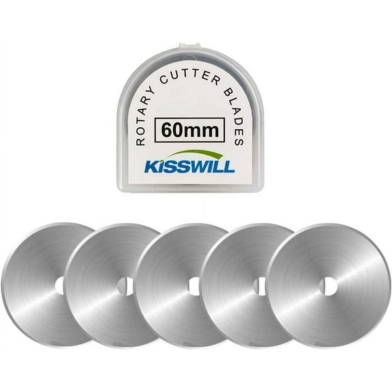 Rotary Cutter Blades 60mm - 5 Pack Refill Rotary Blades 60 mm Fits for Fiskars 60mm Rotary Cutter, Sharp and Durable