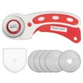 thumbnail image 1 of Rotary Cutter with 5pcs 45mm Straight Blade for Fabric Cutting Red White, 1 of 6