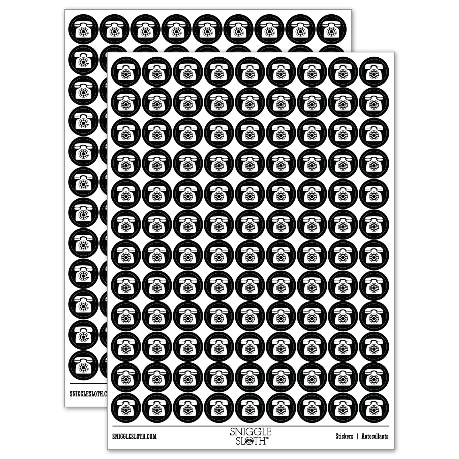 Rotary Dial Phone 200+ Round Stickers - Black - Matte Finish - 0.50 ...