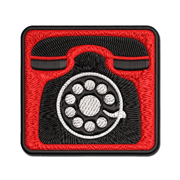 Rotary Dial Phone Applique Multi-Color Embroidered Iron-On Patch - 3 Inch Medium