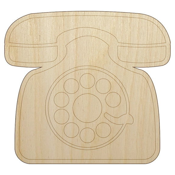 Rotary Dial Phone Wood Shape Unfinished Piece Cutout Craft DIY Projects - 4.70 Inch Size - 1/8 Inch Thick