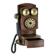 Rotary Dials Phone Antique Landline Telephone with Storage Box Wall Decors for Home Retro Creative Phone Model