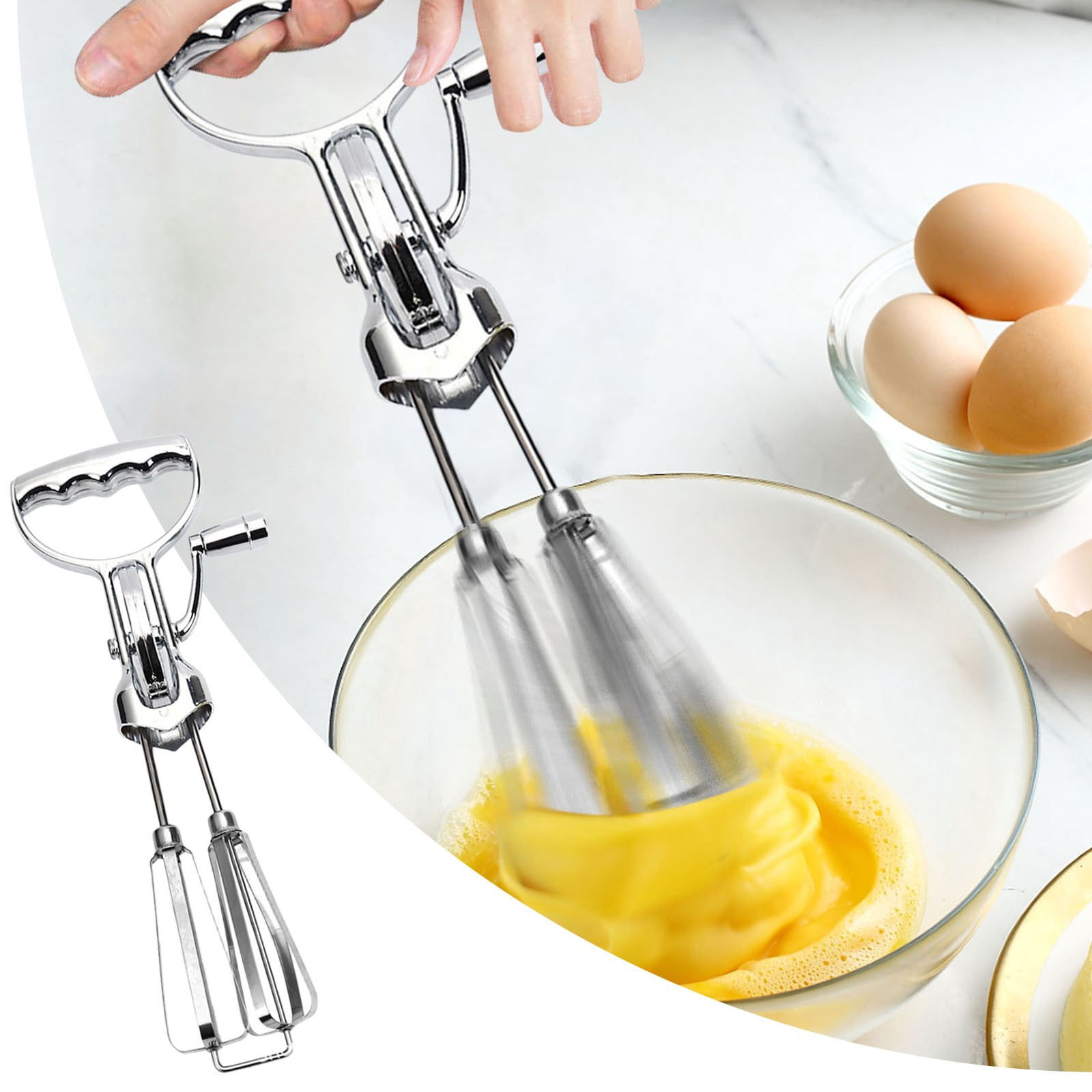 Rotary Egg Beater - Stainless Steel Hand Crank Whisk, 12 Inch Manual ...