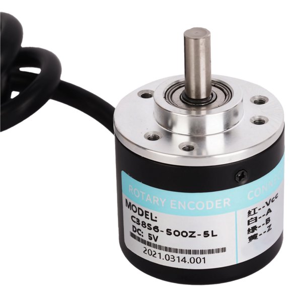 Rotary Encoder with Push Button, High Response Frequency, 6000 RPM, Metal Shell, Optical Encoder with 4.9 ft (1.5 m) Cable, DC 5V Input, Ideal for Precise Motor Control and Automation Systems
