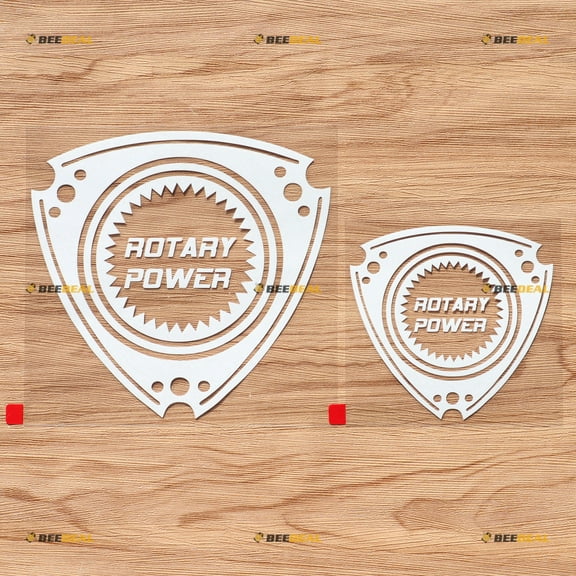 Rotary Engine Power Wankel Decal Sticker Car Vinyl - 2 Pack White, 4 Inches, 6 Inches - No Background fit for Mazda 3 6 RX7 RX8 CX-5