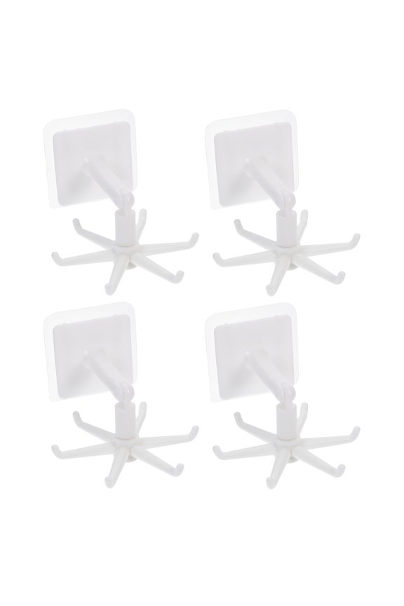 Rotary Folding Sticky Hook Utility Hooks Closet for Wall Kitchen Utensil Holder Spatula White