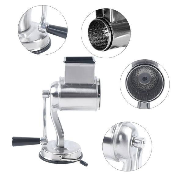 Rotary Grater Nuts Mills Grinder Drum cutter W/ 5 Drum-shaped Stainless Steel Blades for Potato Onion Cucumber and Carrot Salad Machine Onion Almond Suitable in Commercial or Family Stainless Steel
