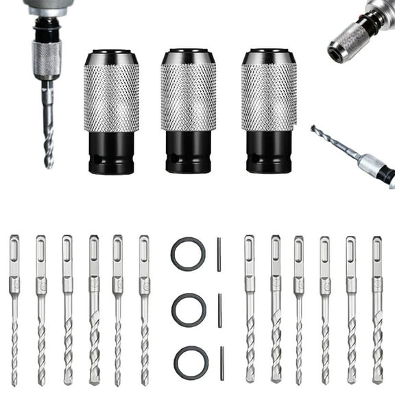 Rotary Hammer Adapter with Impact Drill Bits Set, 5PCS Multi-functional Electric Hammer to Drill Converter with Adapter and 4 Hammers Bits, Perfect Precision, Reliable Grip and Built to Last