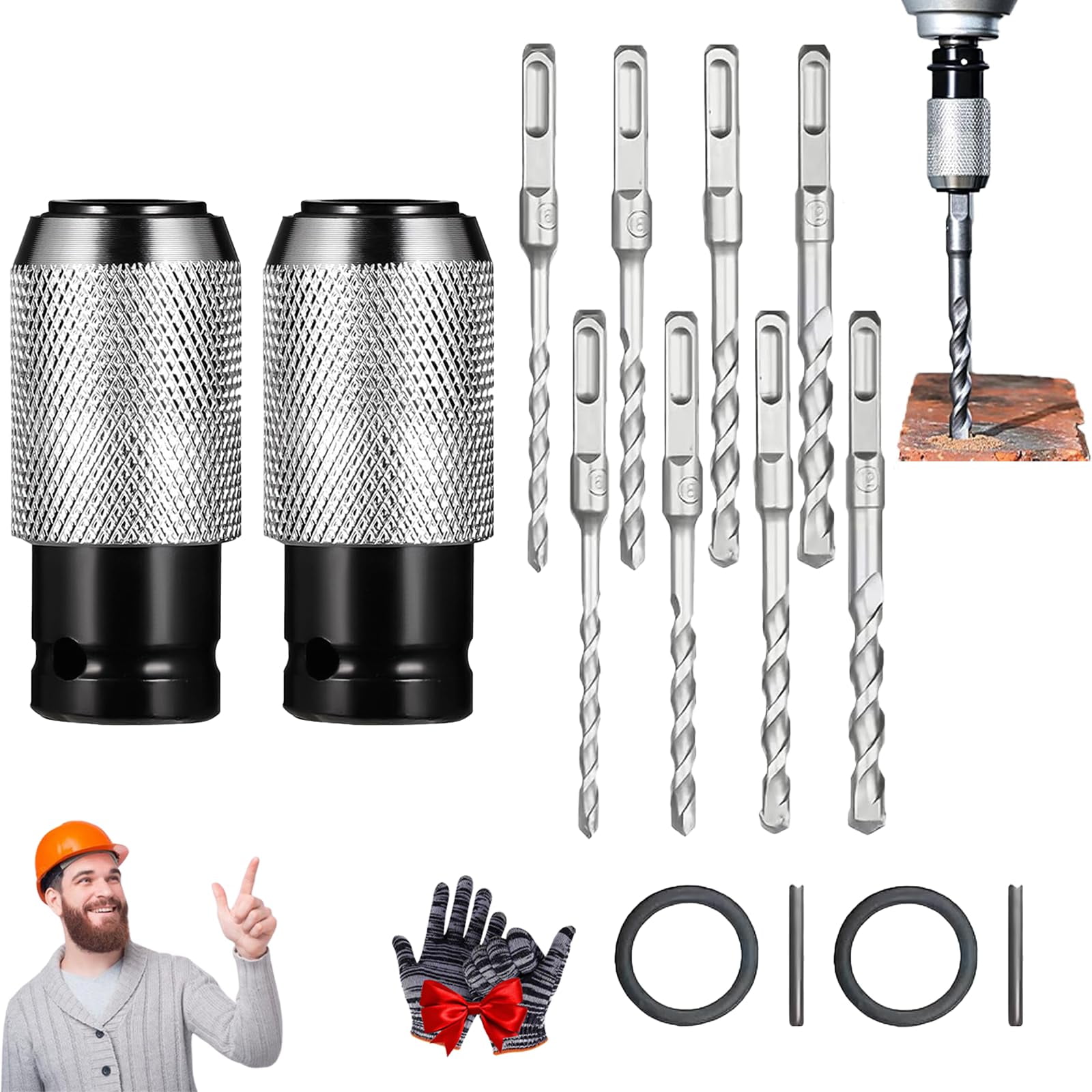 Rotary Hammer Adapter with Impact Drill Bits Set, Electric Hammer to ...