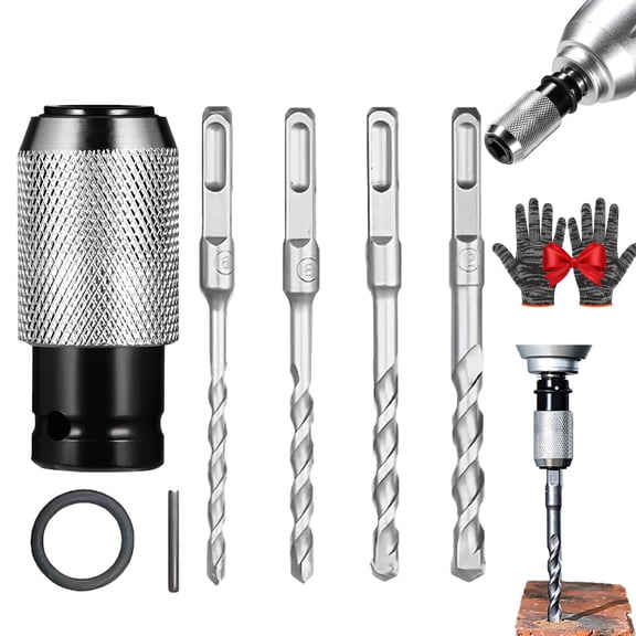 Rotary Hammer Adapter With Impact Drill Bits Set, Electric Hammer To Drill Converter, Perfect Precision, Easily Convert Your Drill, Boost Your Drilling, Ready For Tough Materials (1 Set)