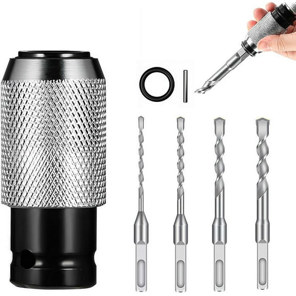 Rotary Hammer Adapter With Impact Drill Bits Set, Portable Quick Release Electric Hammers Converter Wrench Adapter, Tool For Concrete & Masonry Work