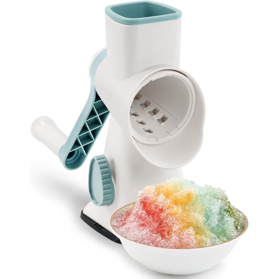 Rotary Ice Shaver with Handle Manual Hand Crank Snow Cone Maker Machine Qucik Shaved Suction Feet, All Cubes Fitted.Premium Portable Crusher and Machine.