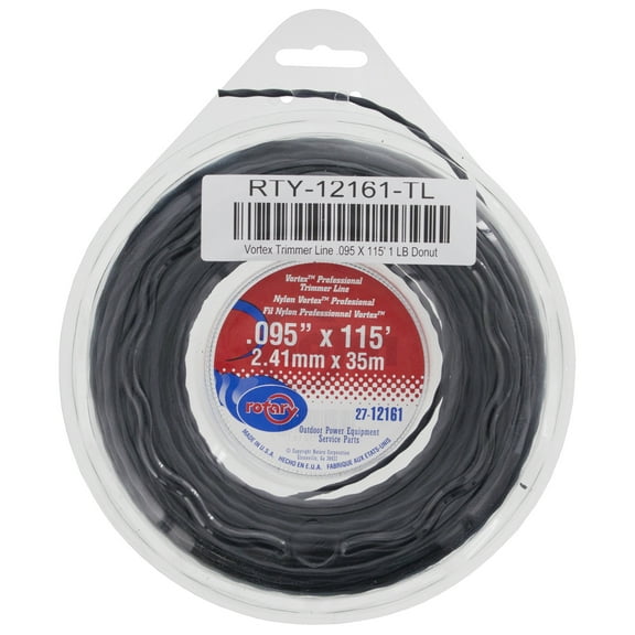 Rotary Item 12161, Trimmer Line .095 X 115' Small Donut Black Vortex Line