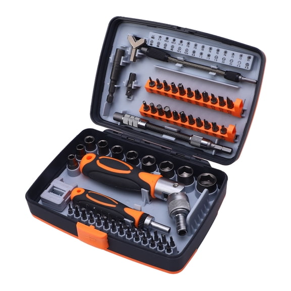 Rotary Multifunctional Ratchet Screwdriver Set with Magnetic Bits Extender Shaft Case, 68 in 1 Mechanical Maintenance Hand Tool Kit / 68-Piece
